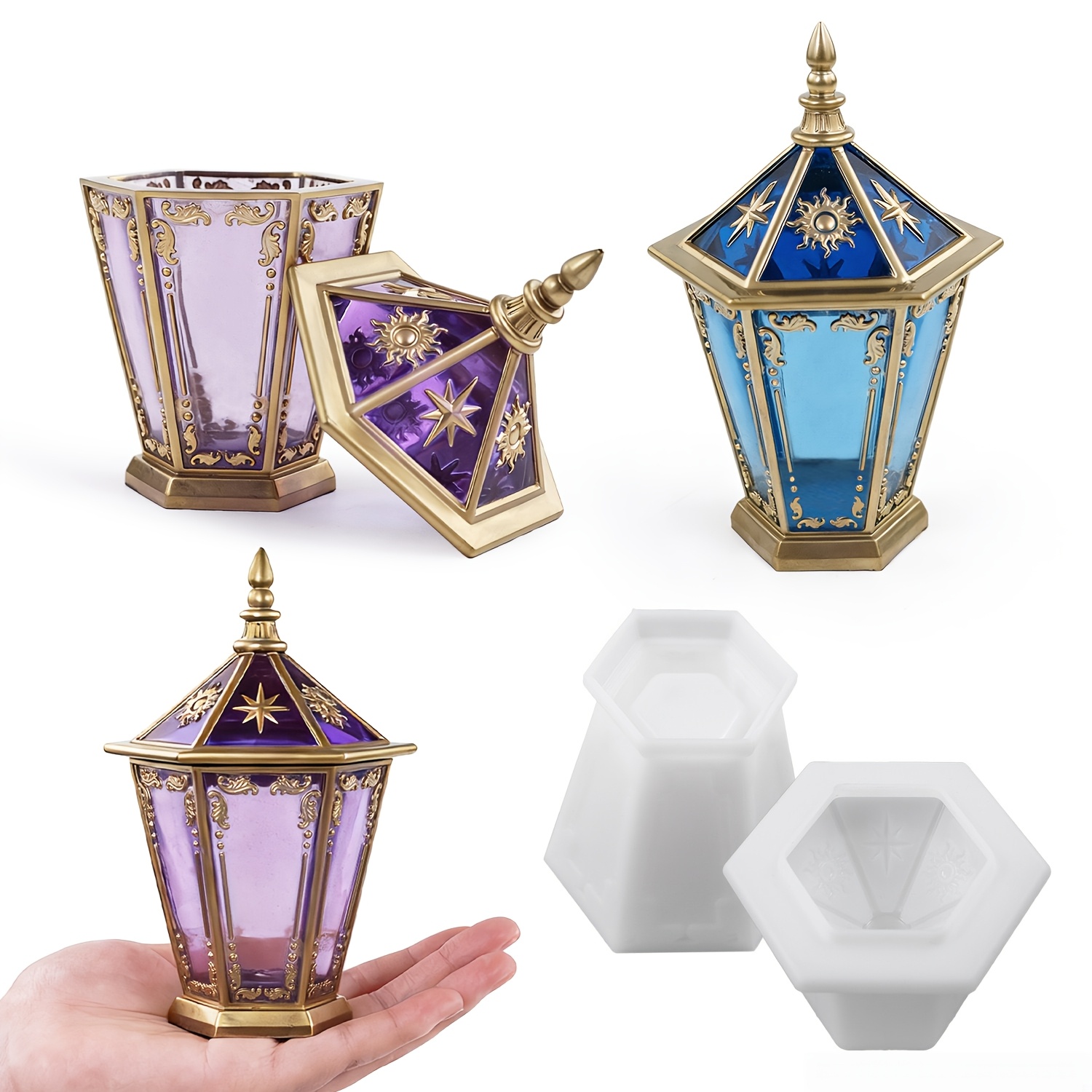 Star and Moon Hexagonal Bottle - đánh giá và giá Resin Art Case