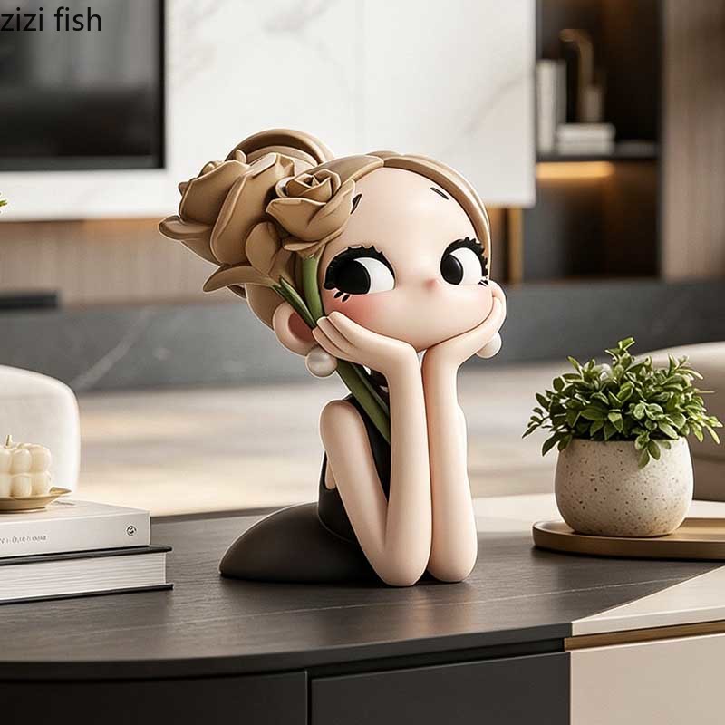 Cute Rose Girl Bust Statue Res - đánh giá và giá Resin Art Rose