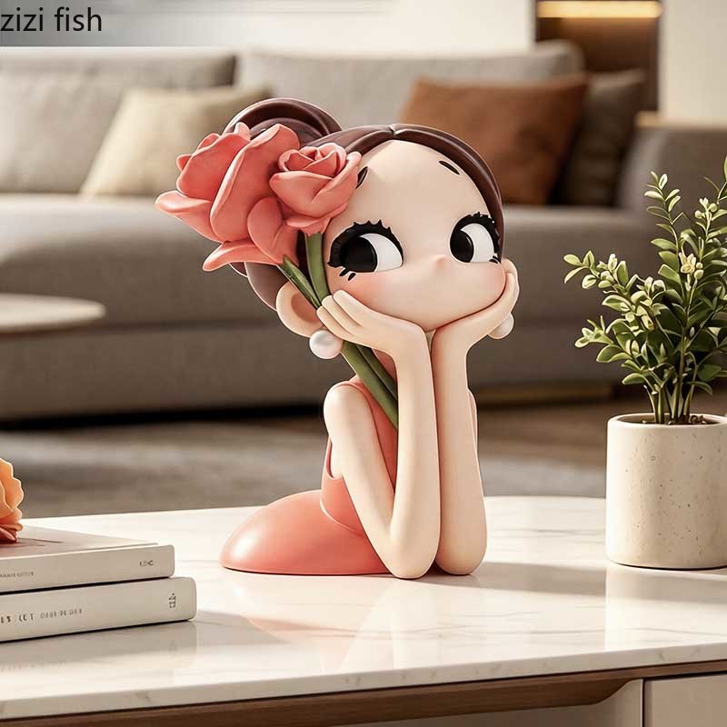 Cute Rose Girl Bust Statue Res - đánh giá và giá Resin Art Rose